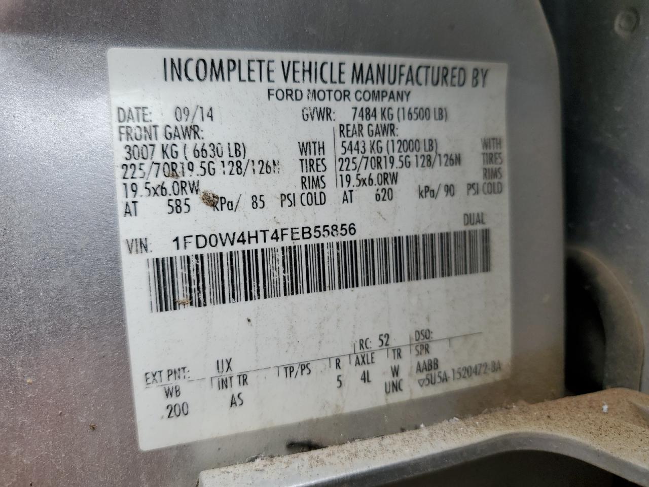 2015 Ford F450 Super Duty VIN: 1FD0W4HT4FEB55856 Lot: 66555484