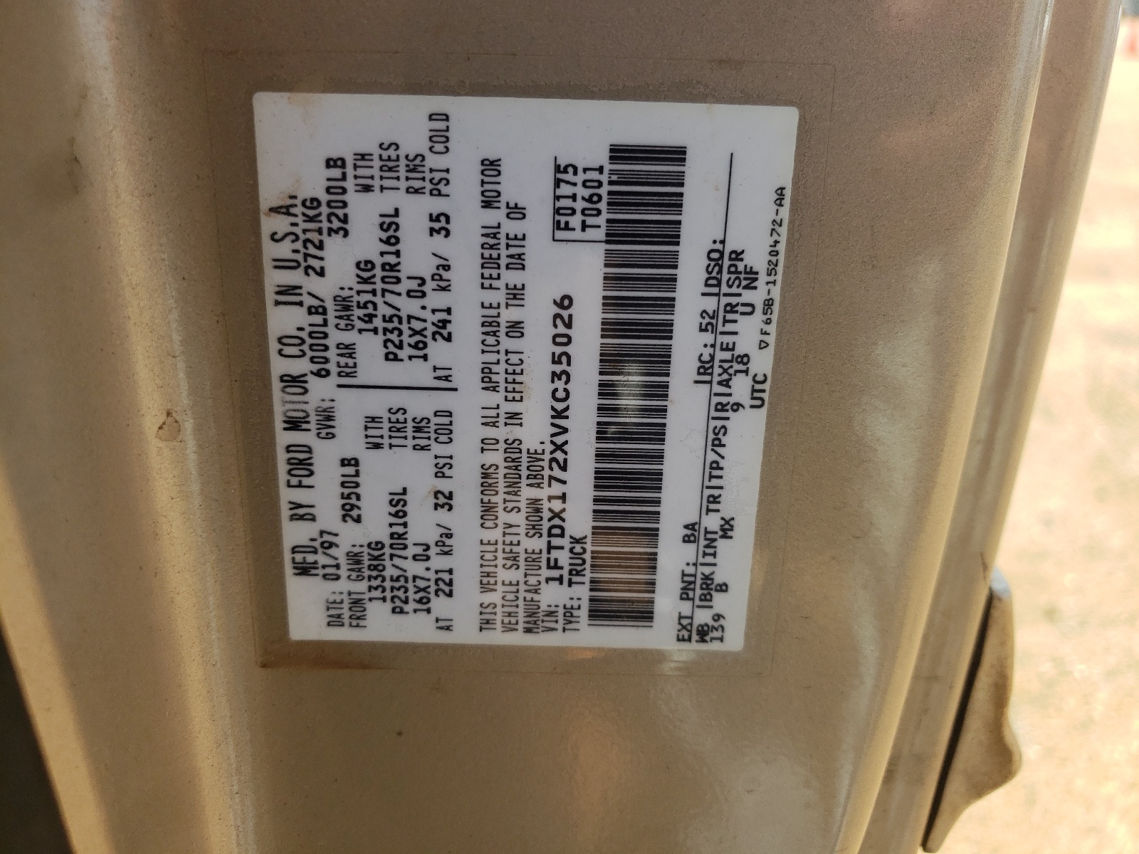 1FTDX172XVKC35026 1997 Ford F150