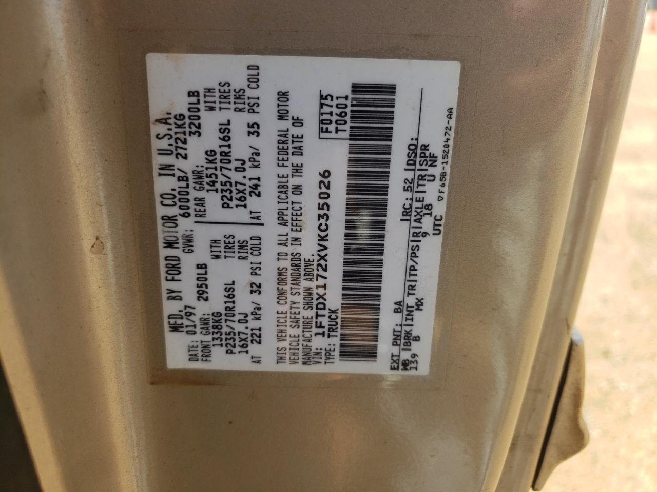 1997 Ford F150 VIN: 1FTDX172XVKC35026 Lot: 62083224