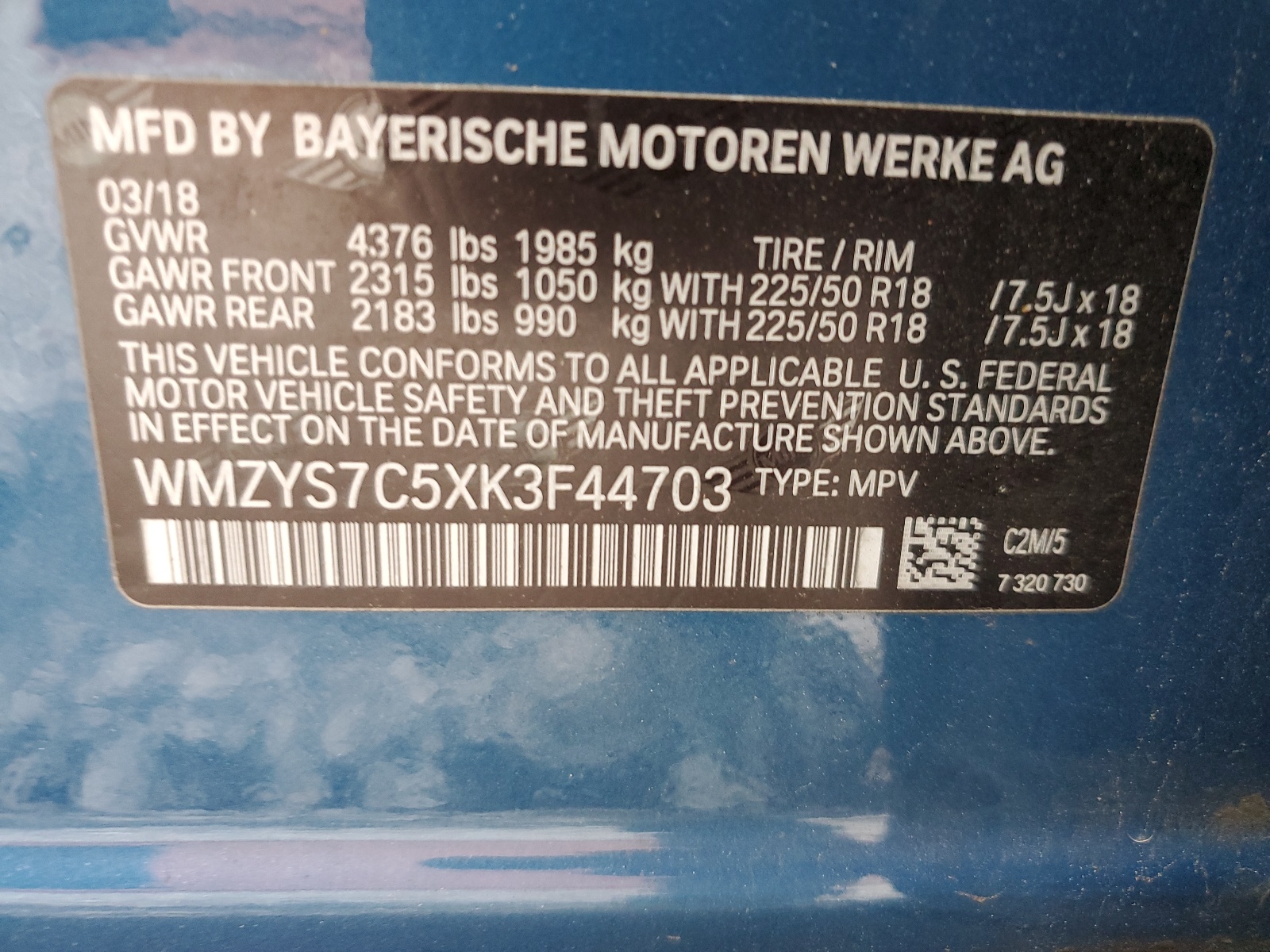 WMZYS7C5XK3F44703 2019 Mini Cooper Countryman