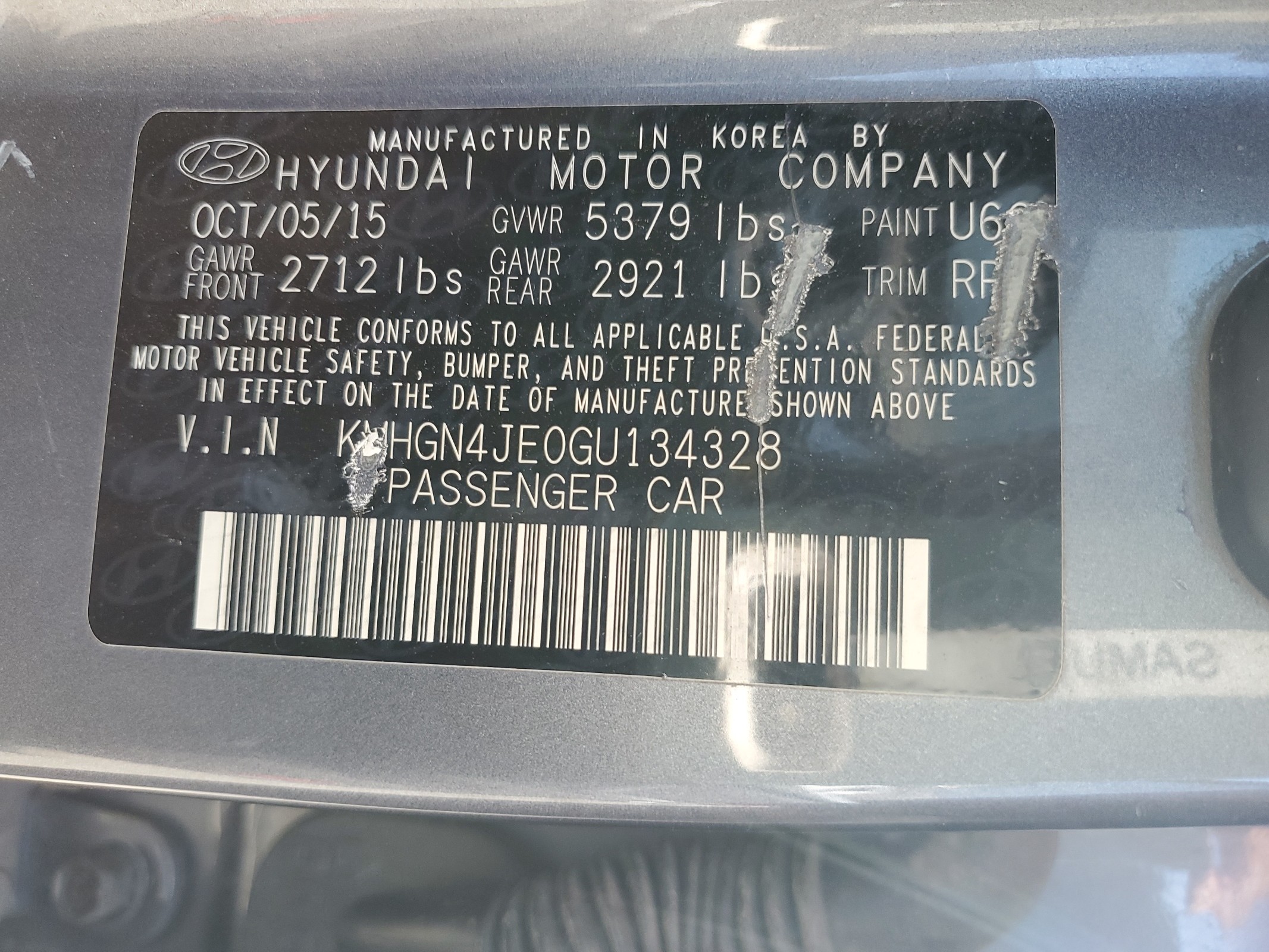 KMHGN4JE0GU134328 2016 Hyundai Genesis 3.8L