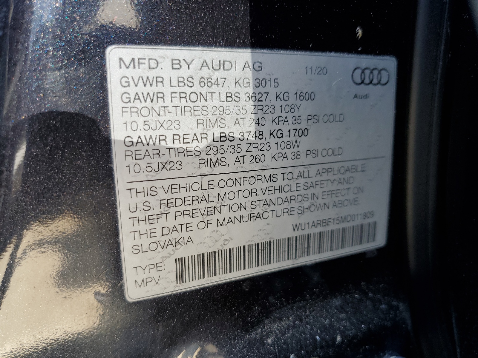 WU1ARBF15MD041280 2021 Audi Rs Q8