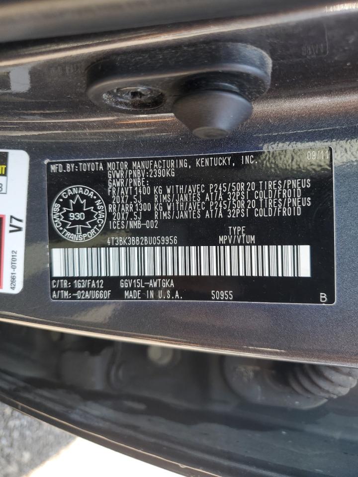 2011 Toyota Venza VIN: 4T3BK3BB2BU059956 Lot: 64891064