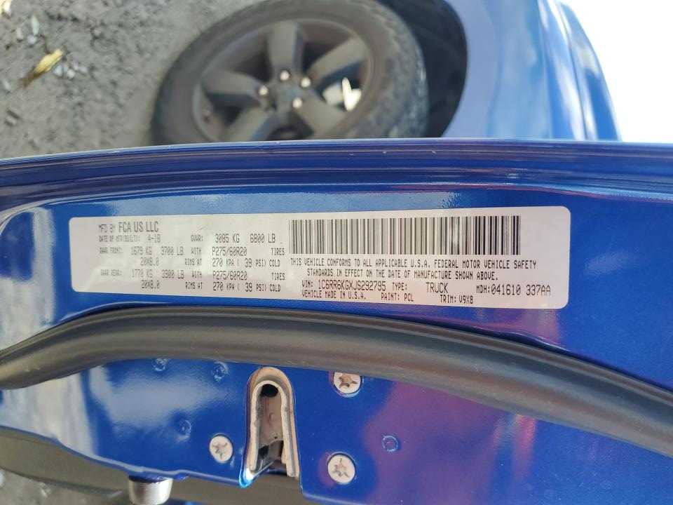 1C6RR6KGXJS292795 2018 Ram 1500 St