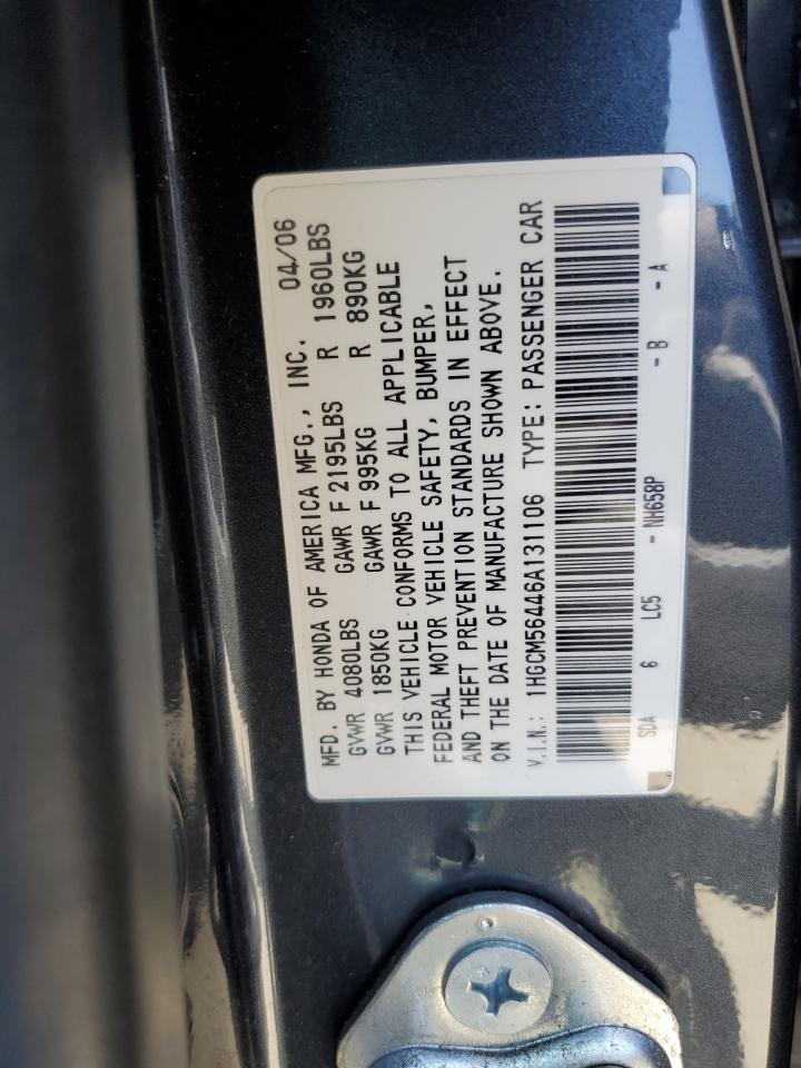 2006 Honda Accord Lx VIN: 1HGCM56446A131106 Lot: 63323034