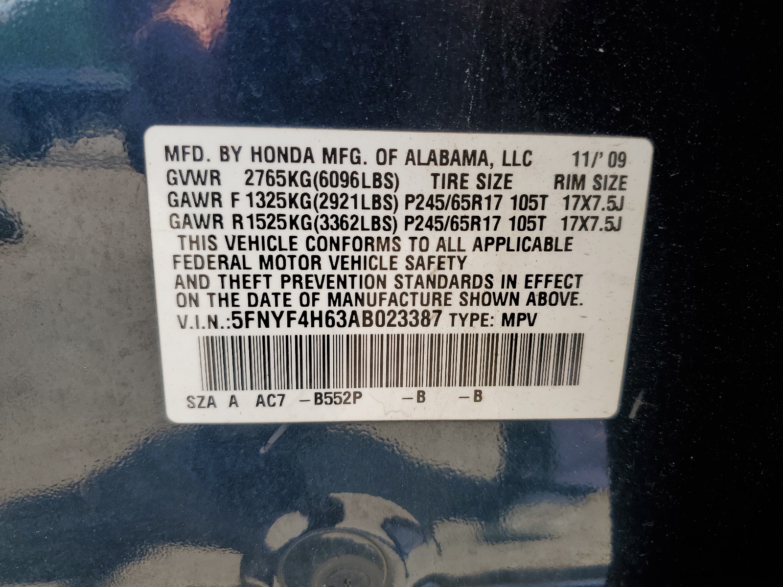 5FNYF4H63AB023387 2010 Honda Pilot Exl