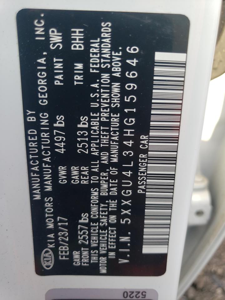 2017 Kia Optima Ex VIN: 5XXGU4L34HG159646 Lot: 64022784