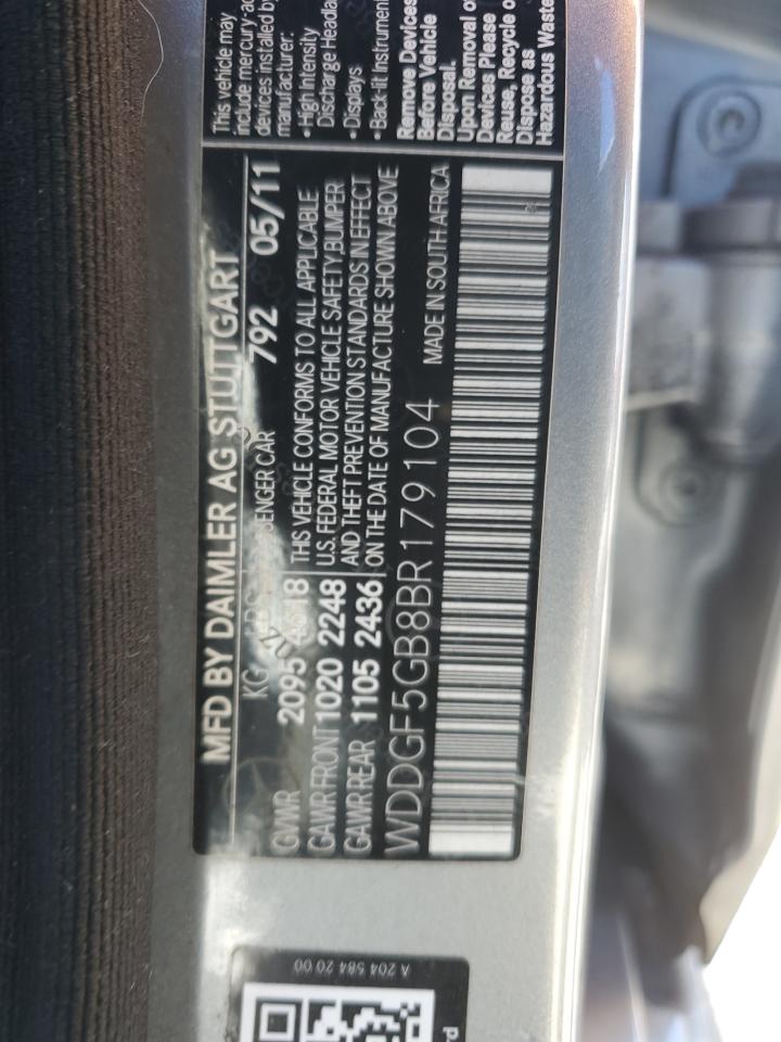 2011 Mercedes-Benz C 350 VIN: WDDGF5GB8BR179104 Lot: 62533604