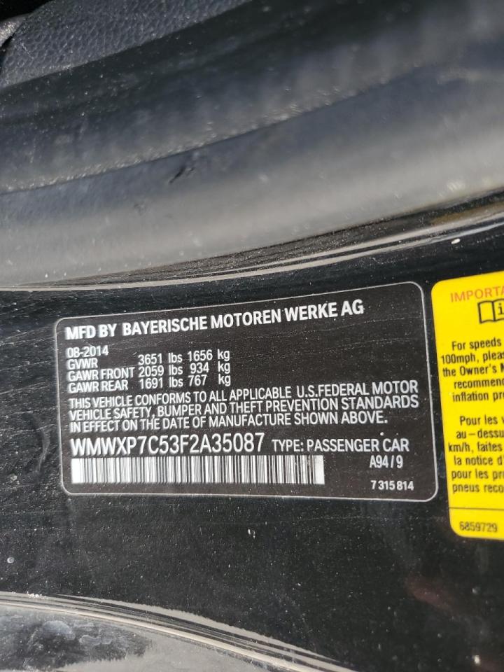 2015 Mini Cooper S VIN: WMWXP7C53F2A35087 Lot: 64052874