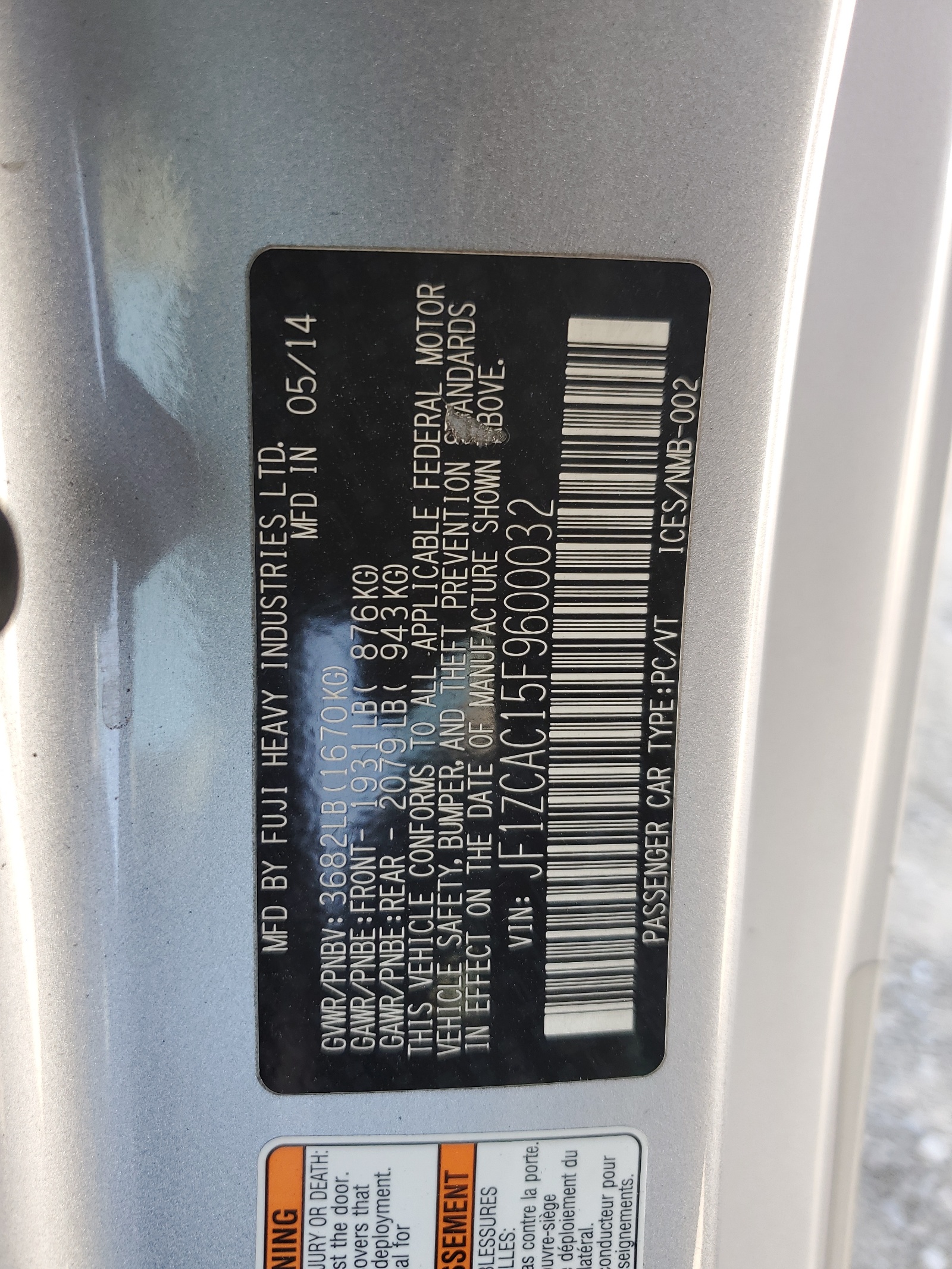 JF1ZCAC15F9600032 2015 Subaru Brz 2.0 Limited