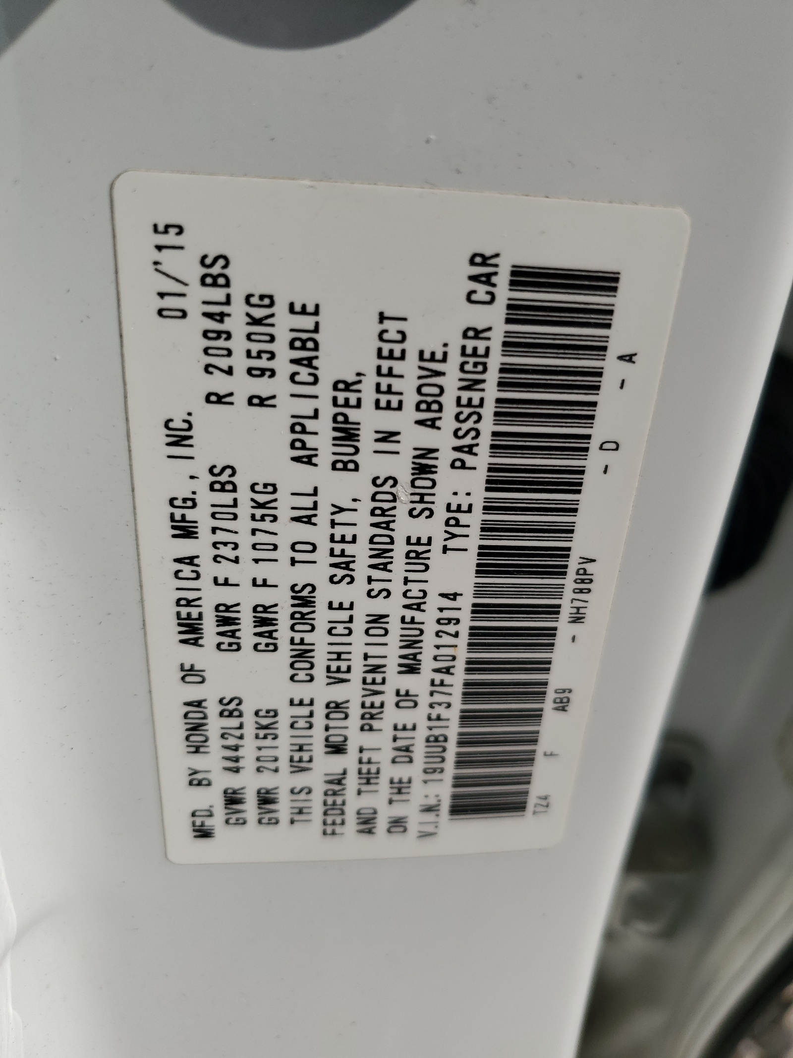 19UUB1F37FA012914 2015 Acura Tlx