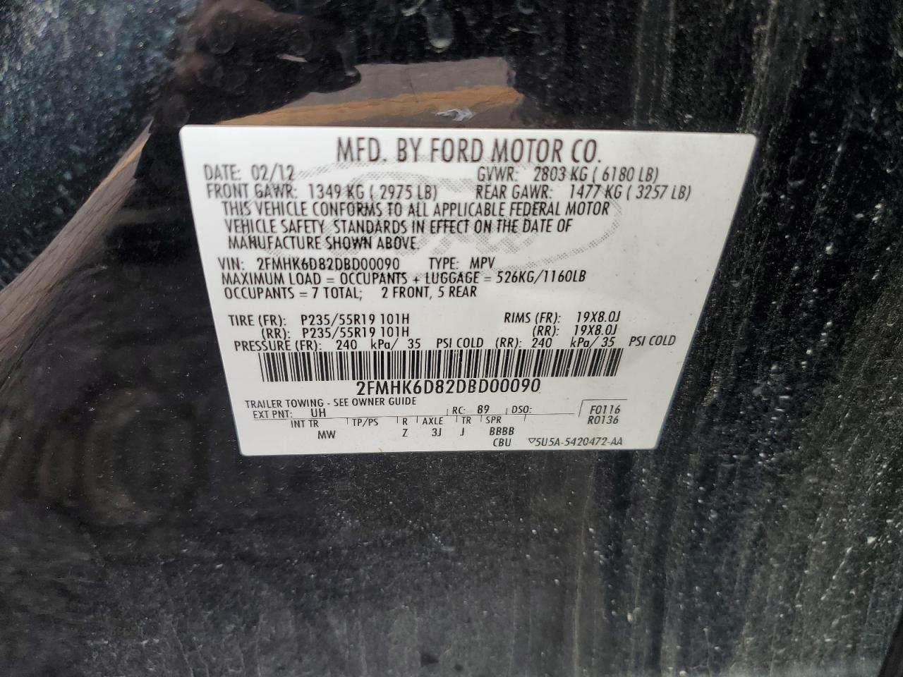 2FMHK6D82DBD00090 2013 Ford Flex Limited