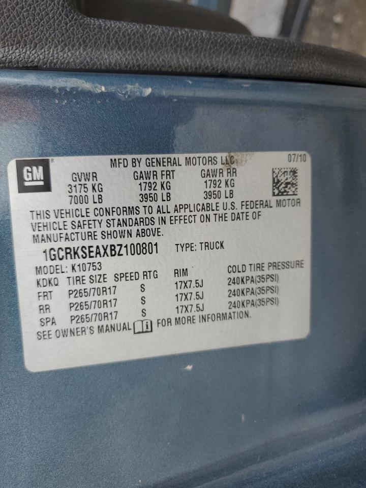 2011 Chevrolet Silverado K1500 Lt VIN: 1GCRKSEAXBZ100801 Lot: 63707764