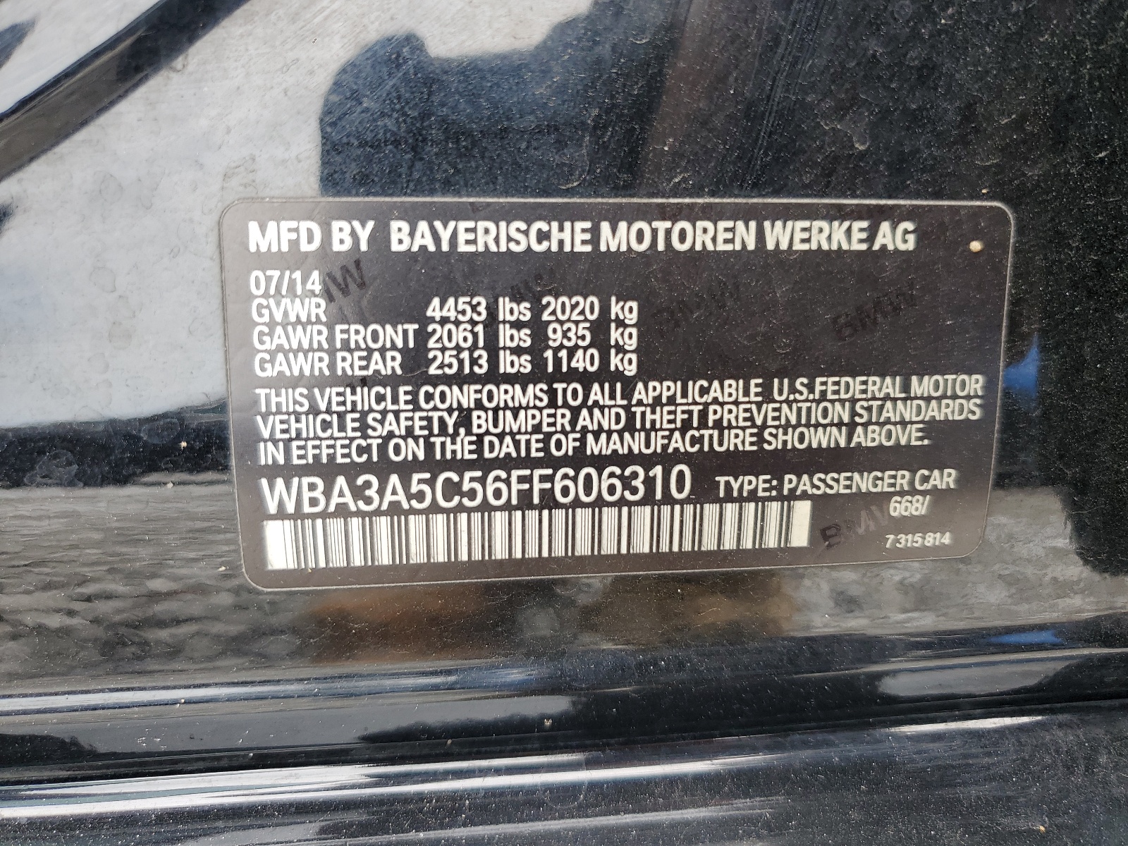 WBA3A5C56FF606310 2015 BMW 328 I