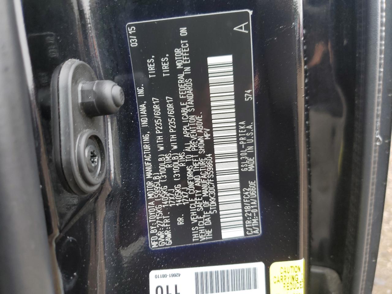 5TDKK3DC7FS598604 2015 Toyota Sienna Le