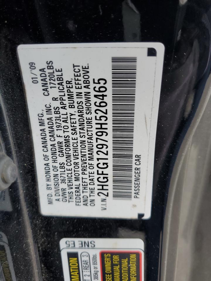2009 Honda Civic Exl VIN: 2HGFG12979H526465 Lot: 62900054