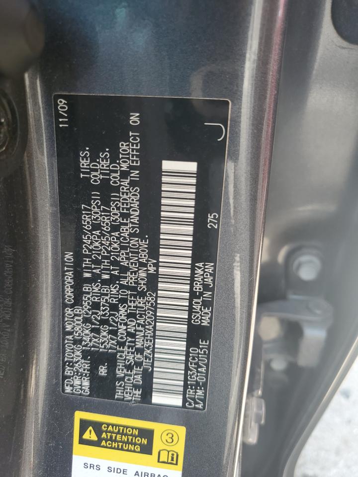 2010 Toyota Highlander VIN: JTEZK3EHXA2097582 Lot: 62294614