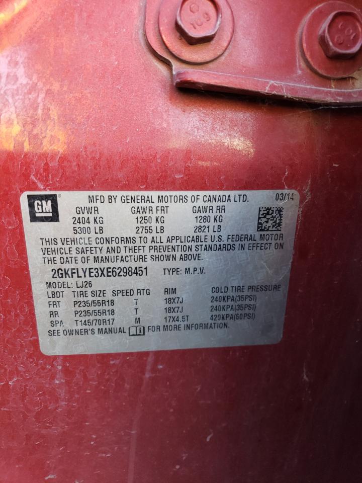 2014 GMC Terrain Slt VIN: 2GKFLYE3XE6298451 Lot: 65402094