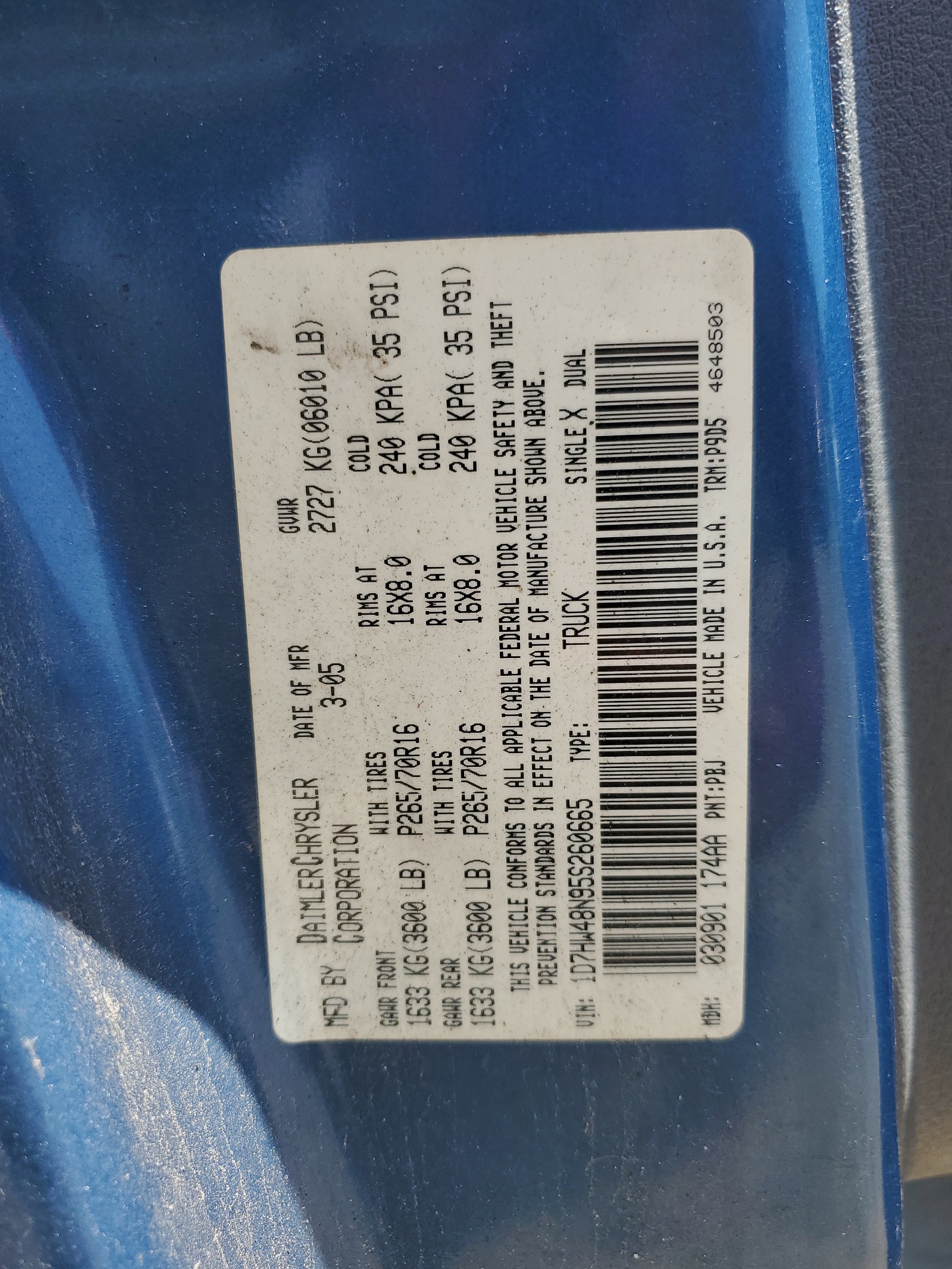 1D7HW48N95S260665 2005 Dodge Dakota Quad Slt