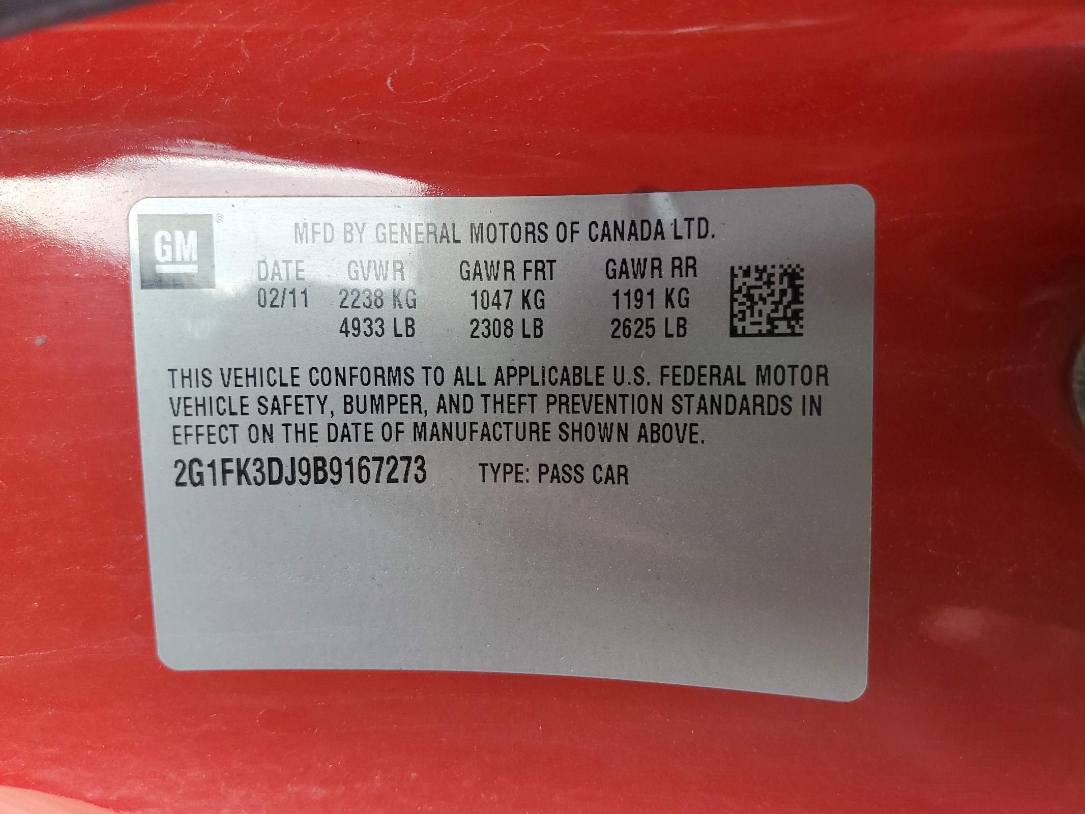 2G1FK3DJ9B9167273 2011 Chevrolet Camaro 2Ss