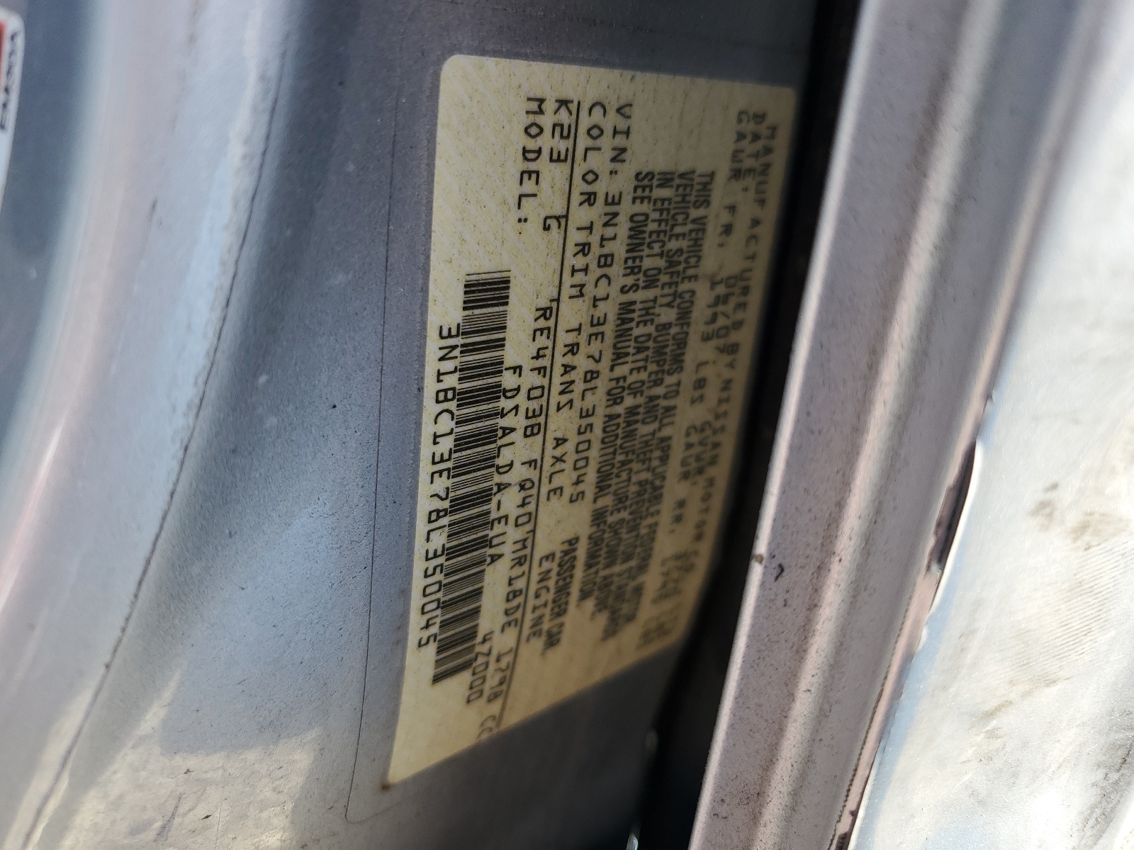 3N1BC13E78L350045 2008 Nissan Versa S