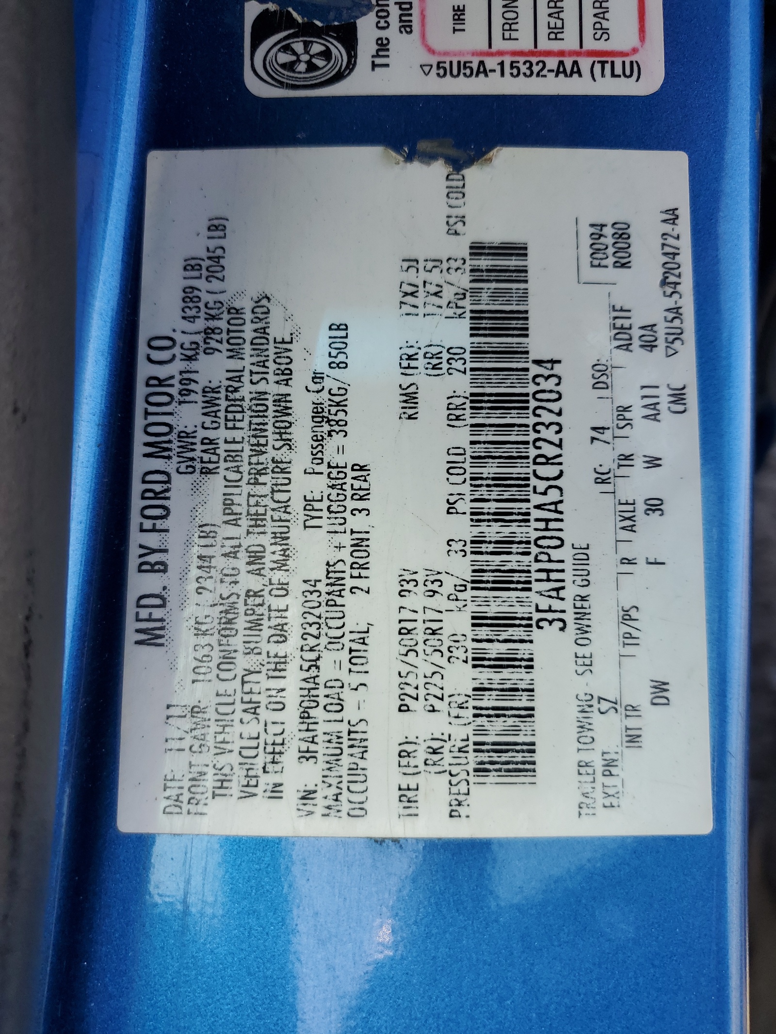 3FAHP0HA5CR232034 2012 Ford Fusion Se