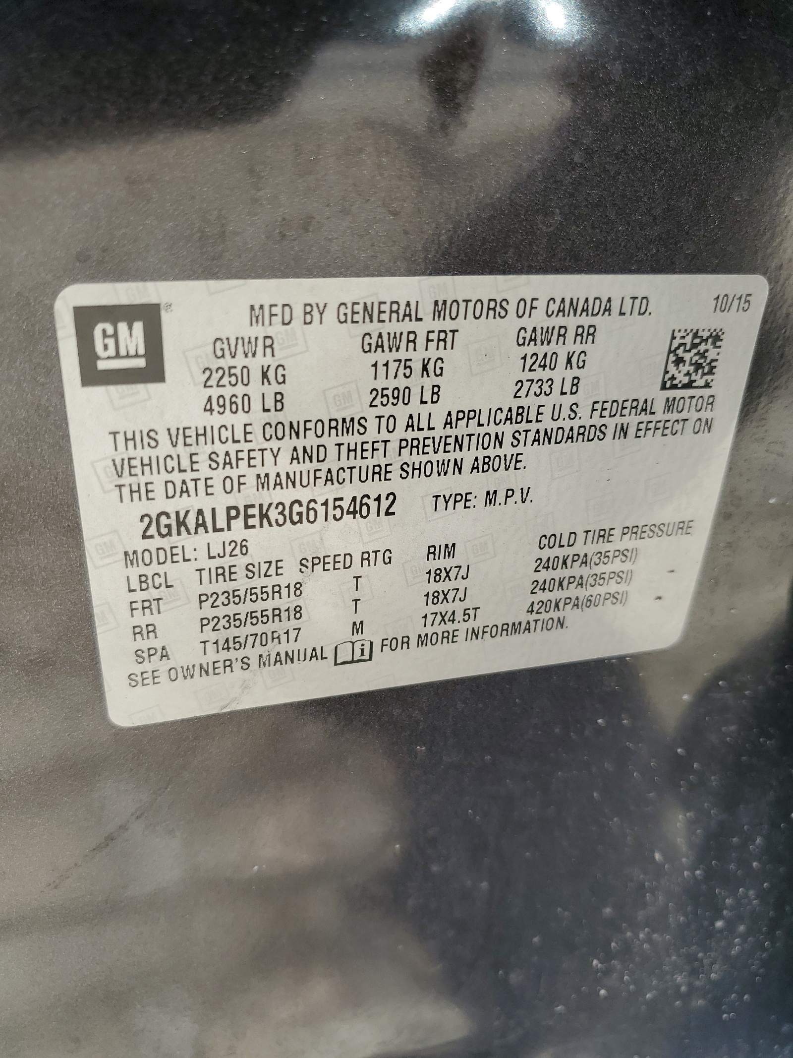 2GKALPEK3G6154612 2016 GMC Terrain Slt