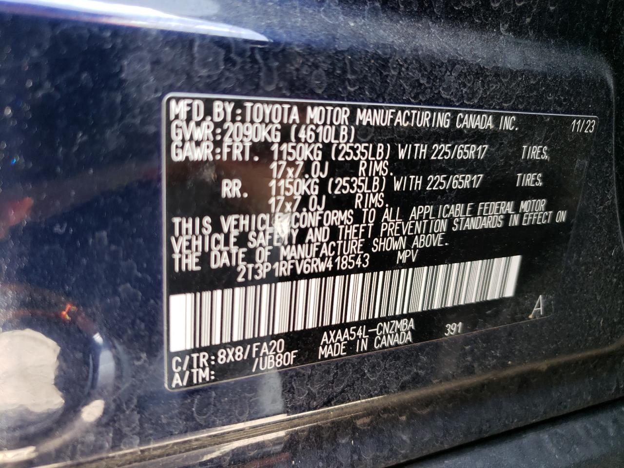 2024 Toyota Rav4 Xle VIN: 2T3P1RFV6RW418543 Lot: 63538384