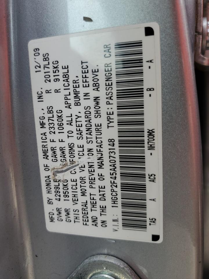 2010 Honda Accord Lxp VIN: 1HGCP2F45AA073148 Lot: 64585114