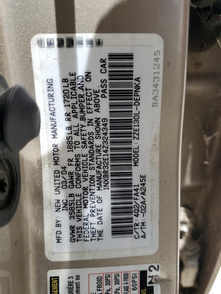 2004 Toyota Corolla Ce VIN: 1NXBR32E14Z324349 Lot: 63352734