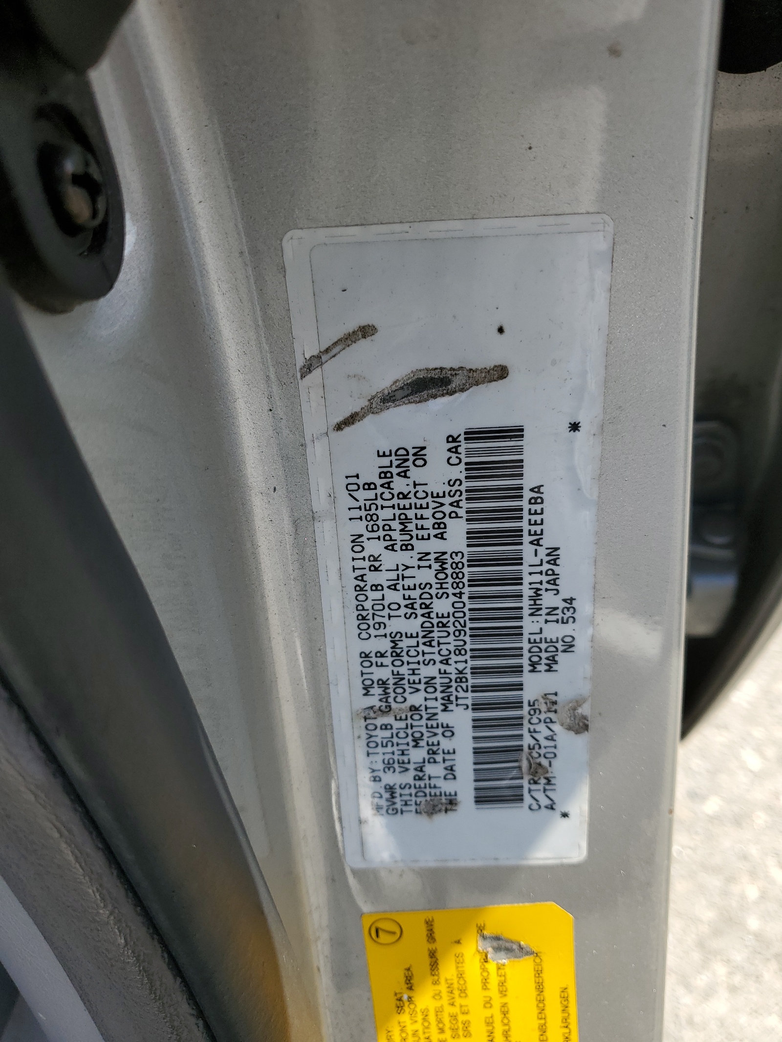 JT2BK18U920048883 2002 Toyota Prius