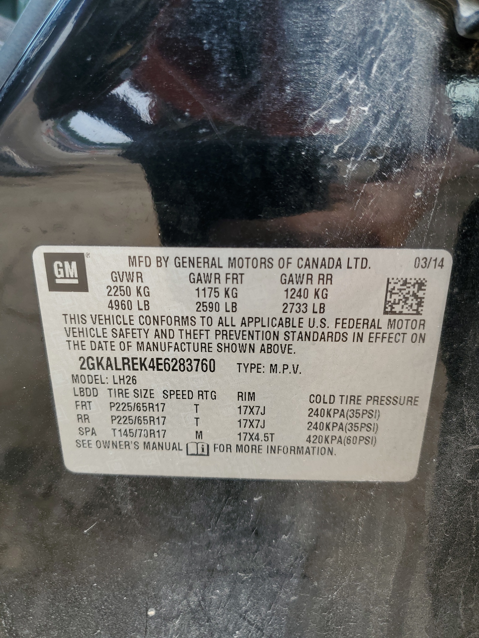 2GKALREK4E6283760 2014 GMC Terrain Sle