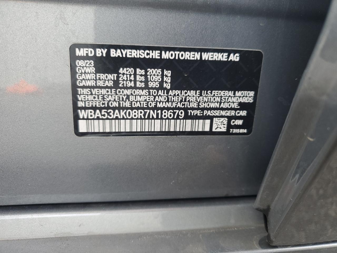 2024 BMW 228I VIN: WBA53AK08R7N18679 Lot: 62764974