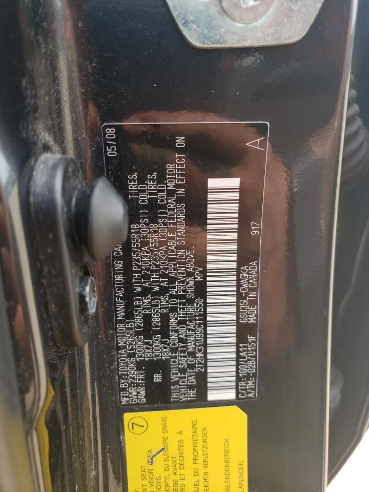 2009 Lexus Rx 350 VIN: 2T2HK31U99C111550 Lot: 65132644