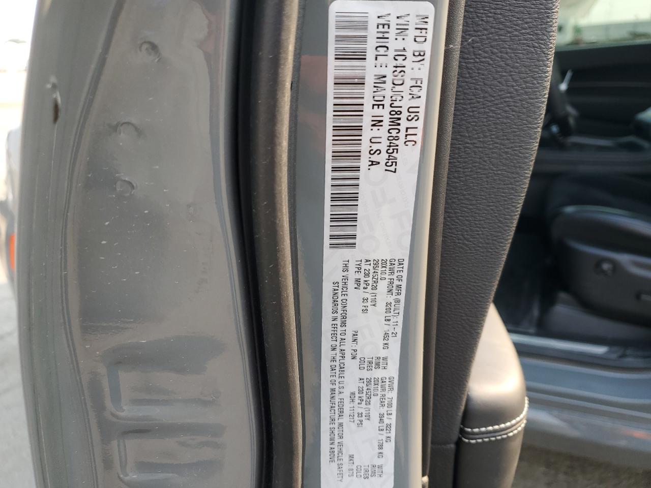 2021 Dodge Durango Srt 392 VIN: 1C4SDJGJ8MC845457 Lot: 63761854