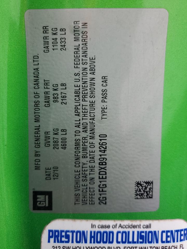 2011 Chevrolet Camaro Lt VIN: 2G1FG1EDXB9142610 Lot: 61346714