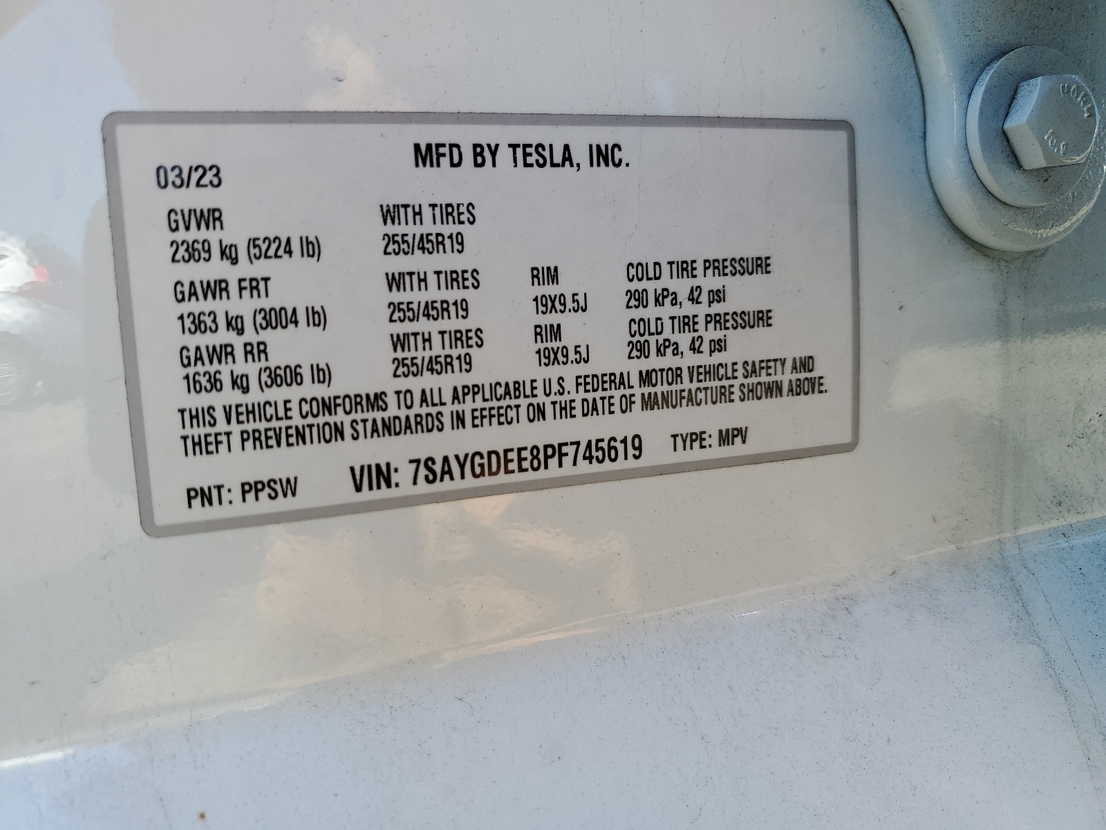 7SAYGDEE8PF745619 2023 Tesla Model Y