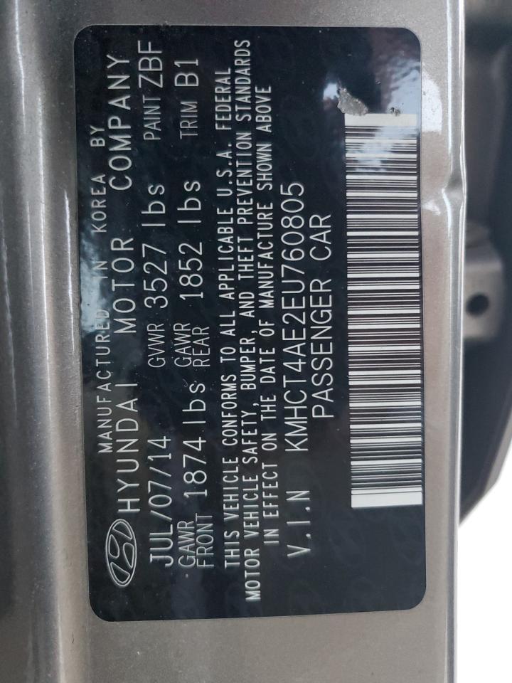 2014 Hyundai Accent Gls VIN: KMHCT4AE2EU760805 Lot: 64289744