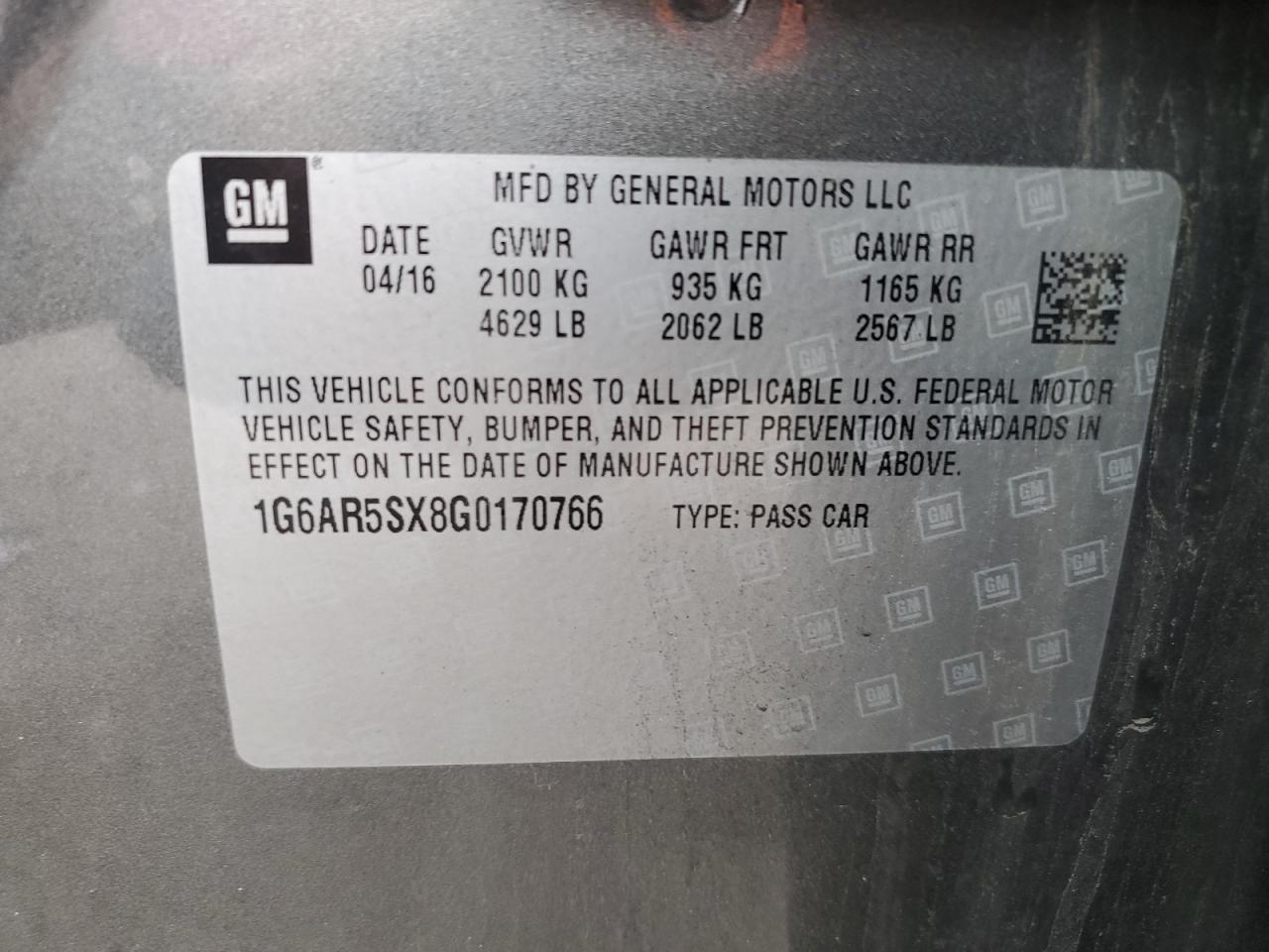 2016 Cadillac Cts Luxury Collection VIN: 1G6AR5SX8G0170766 Lot: 62475704