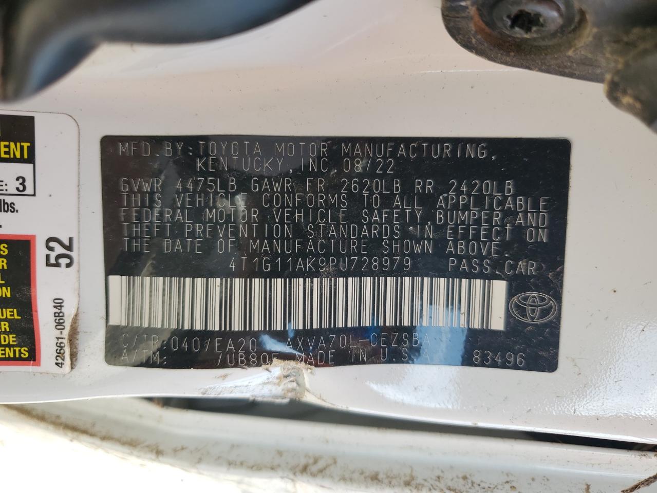 4T1G11AK9PU728979 2023 TOYOTA CAMRY - Image 12