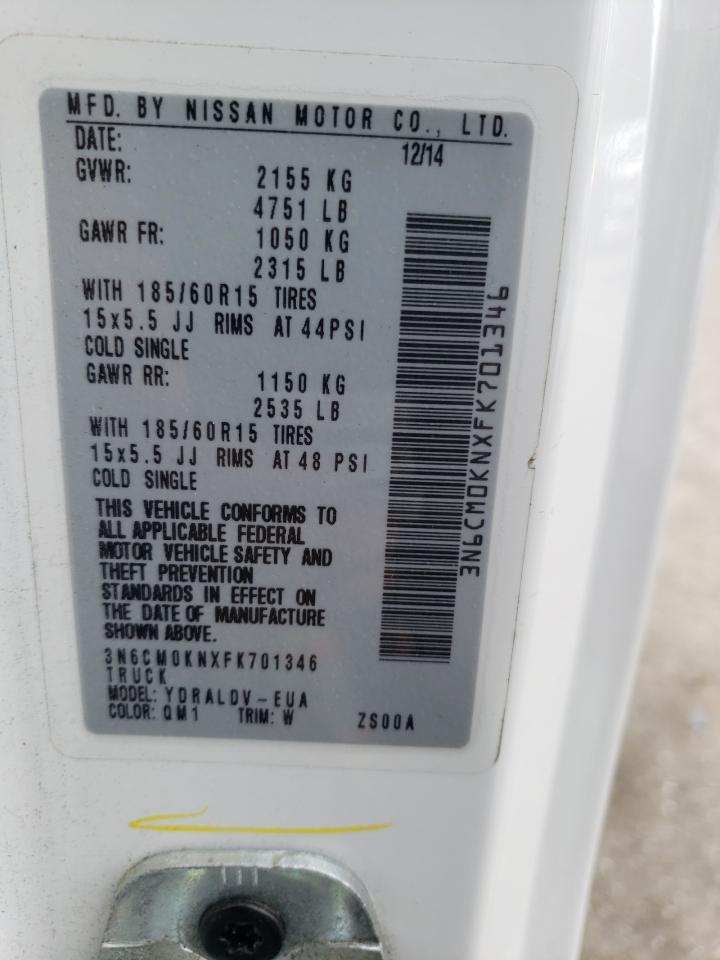 2015 Nissan Nv200 2.5S VIN: 3N6CM0KNXFK701346 Lot: 64649104