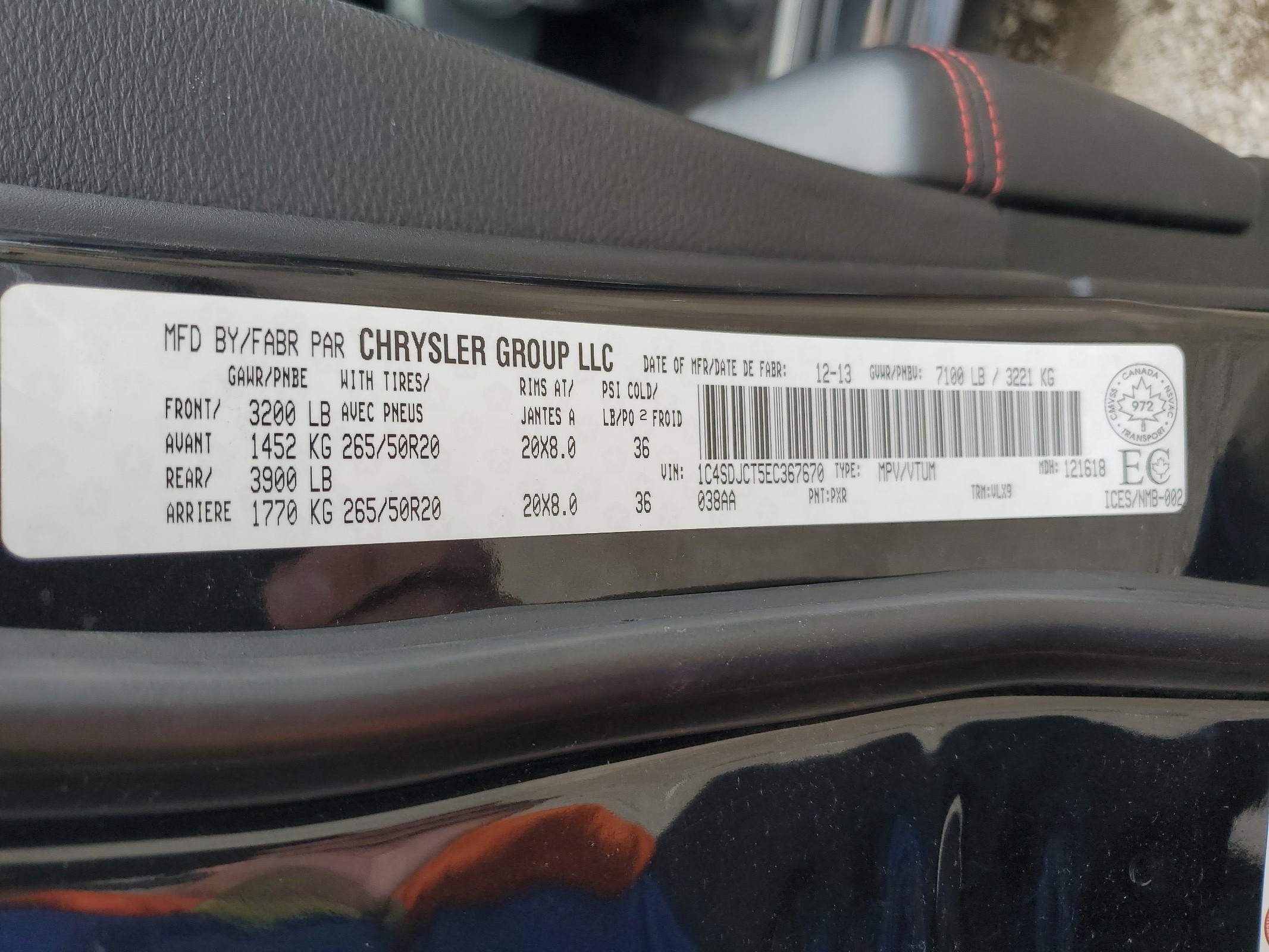 1C4SDJCT5EC367670 2014 Dodge Durango R/T