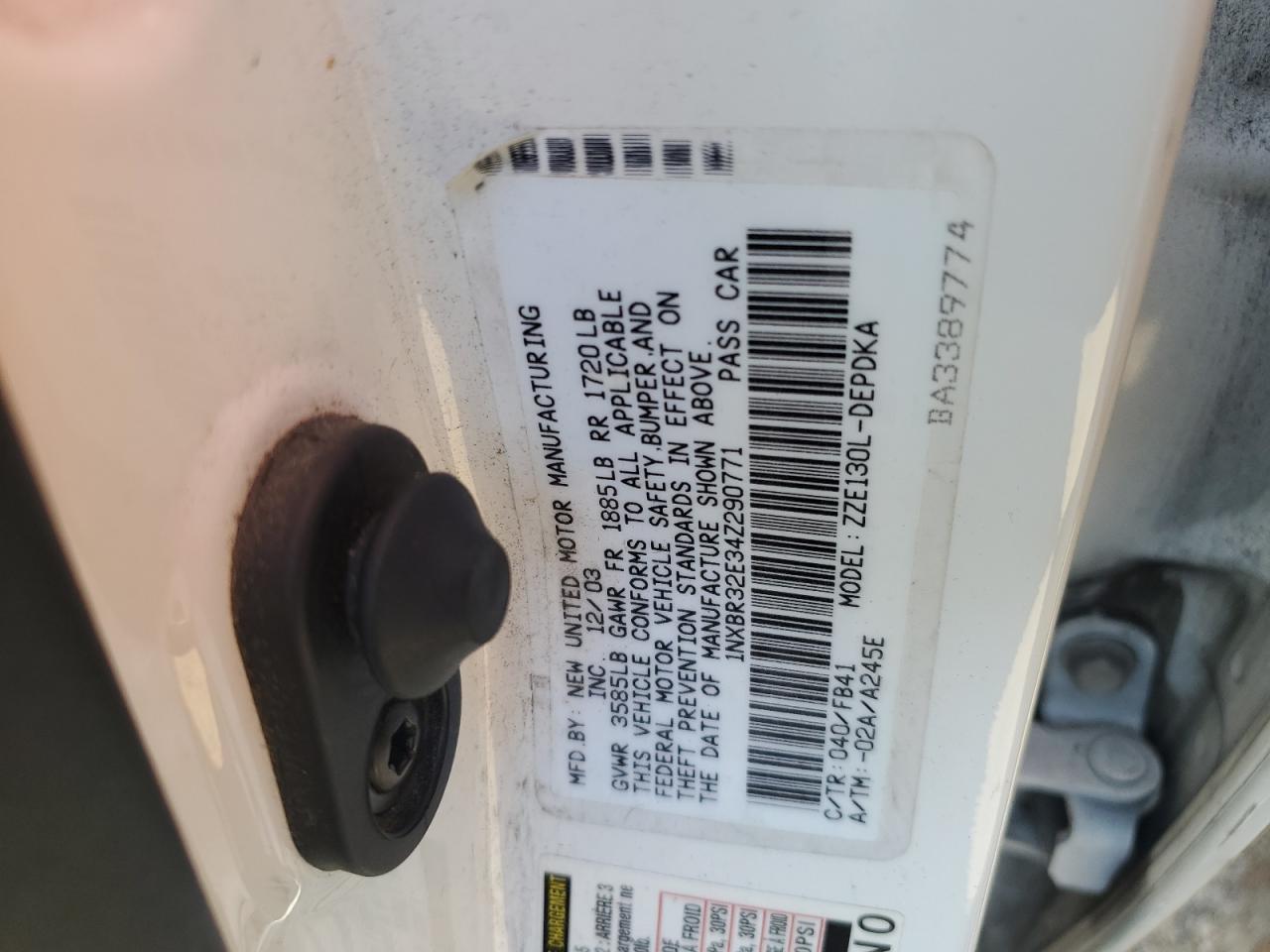 2004 Toyota Corolla Ce VIN: 1NXBR32E34Z290771 Lot: 63455444