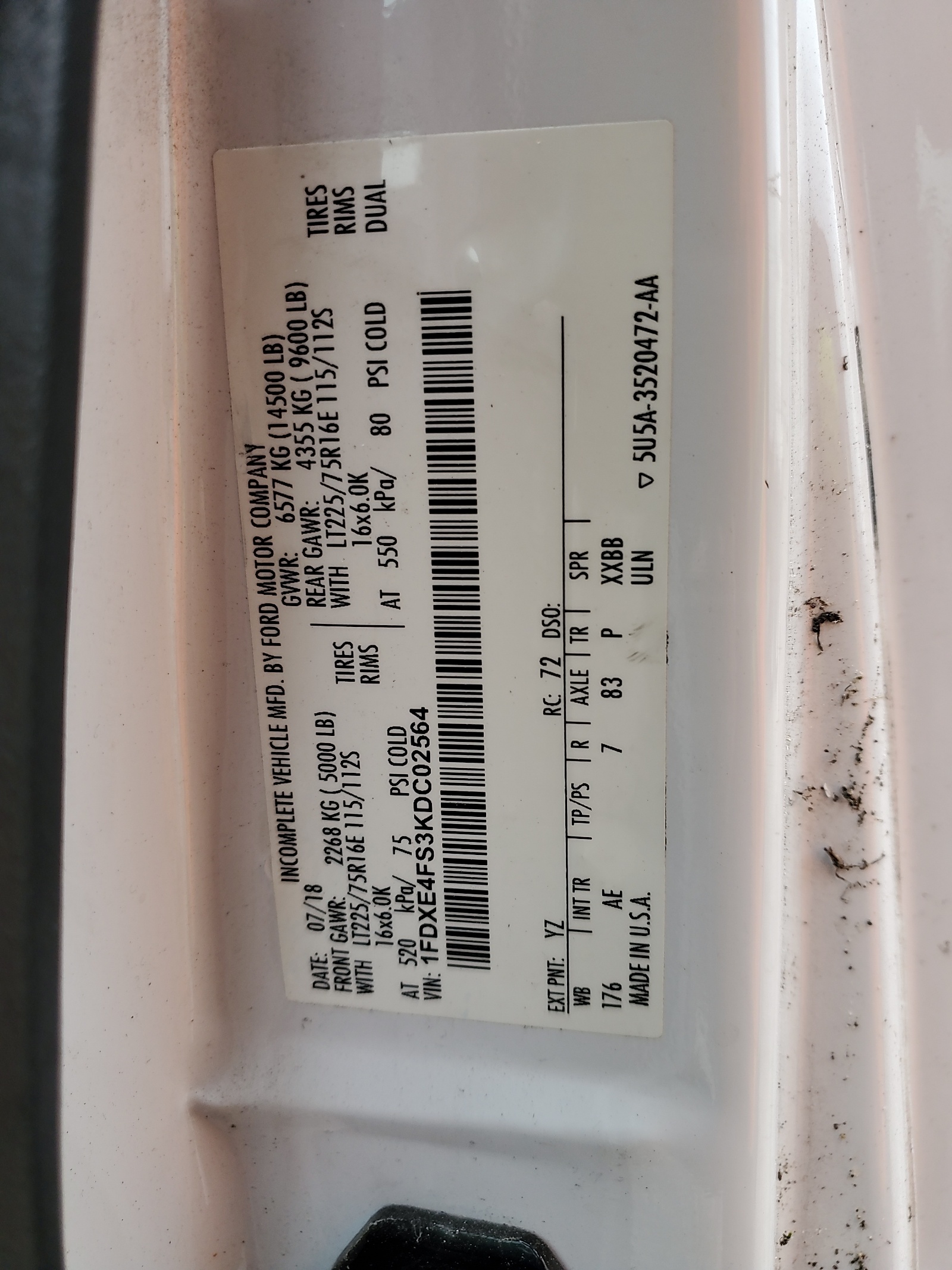 1FDXE4FS3KDC02564 2019 Ford Econoline E450 Super Duty Cutaway Van