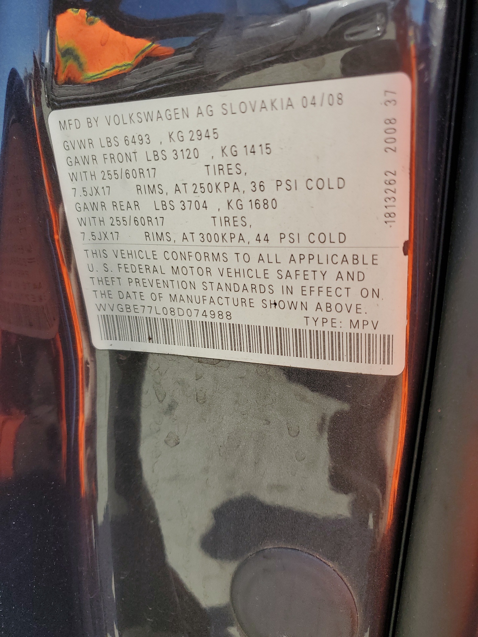 WVGBE77L08D074988 2008 Volkswagen Touareg 2 V6