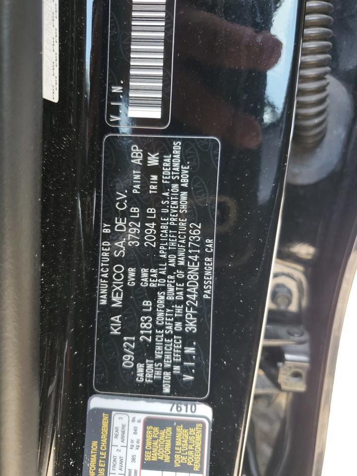 2022 Kia Forte Fe VIN: 3KPF24AD8NE417362 Lot: 63659634