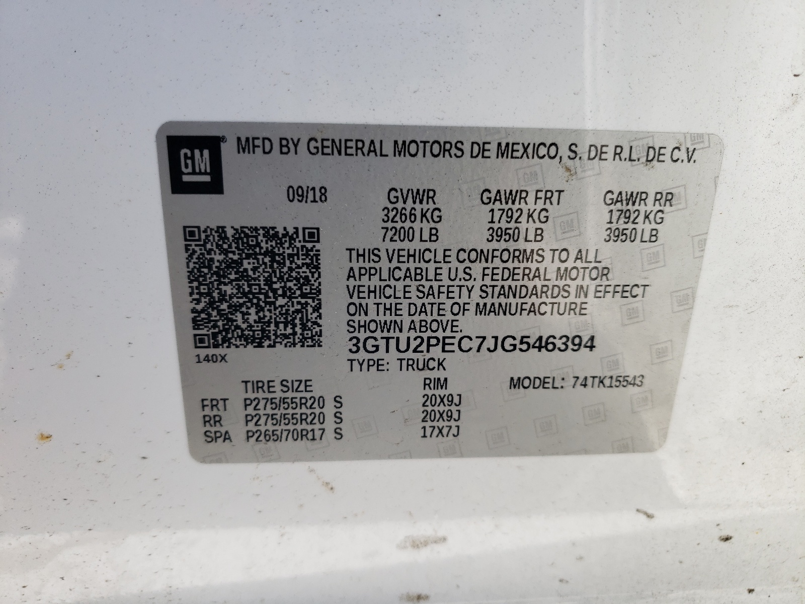 3GTU2PEC7JG546394 2018 GMC Sierra K1500 Denali