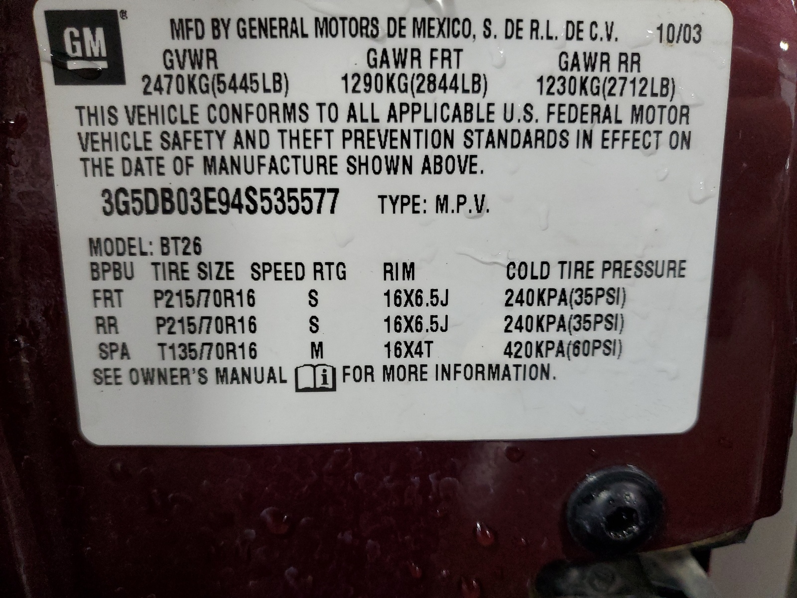 3G5DB03E94S535577 2004 Buick Rendezvous Cx