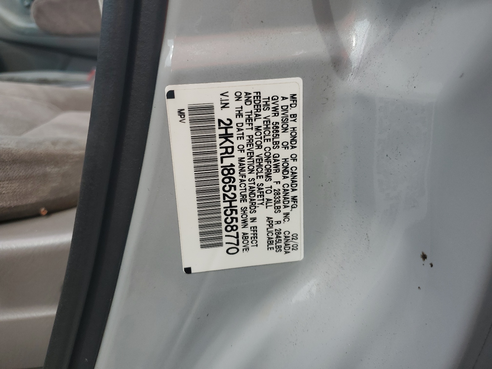 2HKRL18652H558770 2002 Honda Odyssey Ex