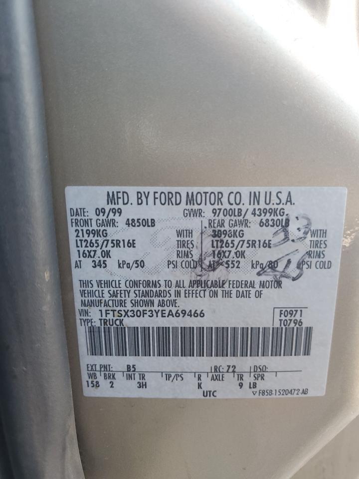 2000 Ford F350 Srw Super Duty VIN: 1FTSX30F3YEA69466 Lot: 63645084